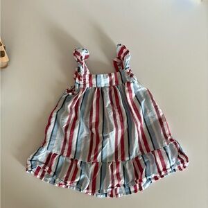 Red, White, and Blue Striped Sleeveless Dress